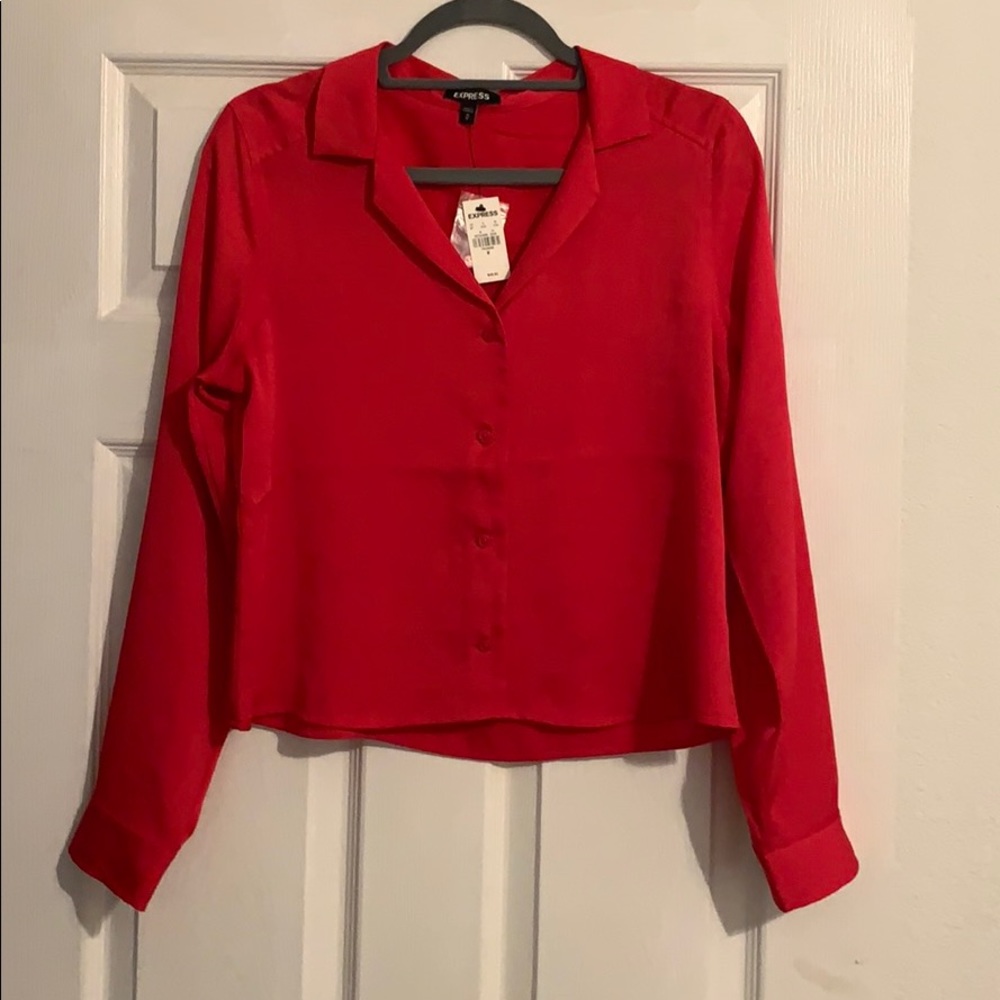 Express cropped button up shirt